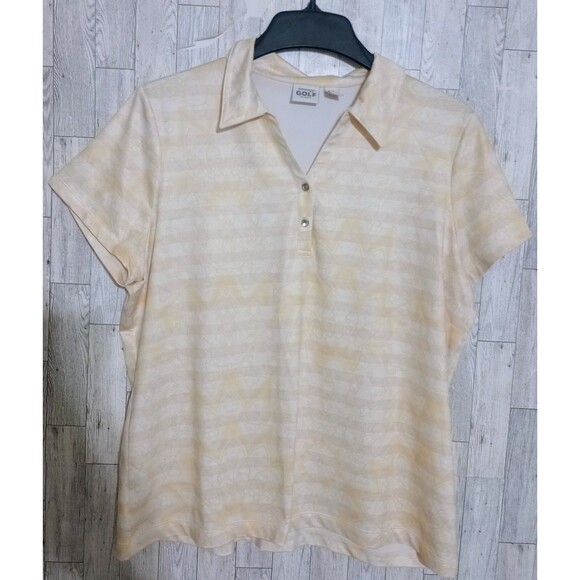 Chico's Zenergy Golf Polo Shirt Athleisure Floral Stretch Yellow Size 3 (XL 16) - Picture 1 of 6